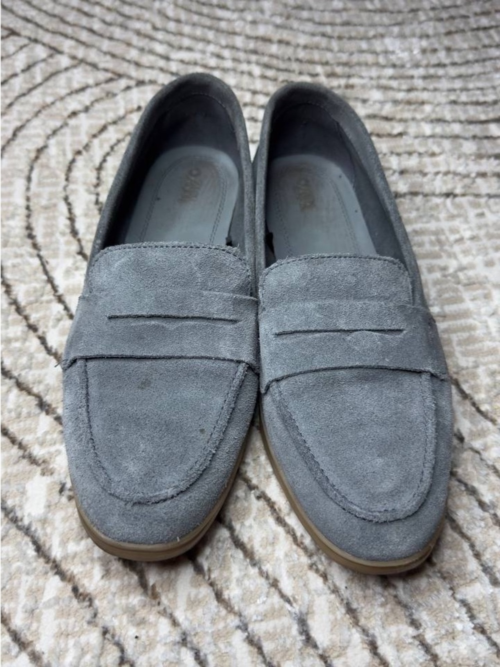 Zara Grey Suede Penny Loafers